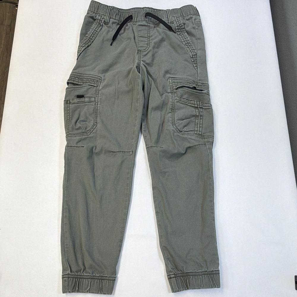 Wrangler Boys Green Solid Cargo Jogger Pants Drawstring Elastic Waist 12